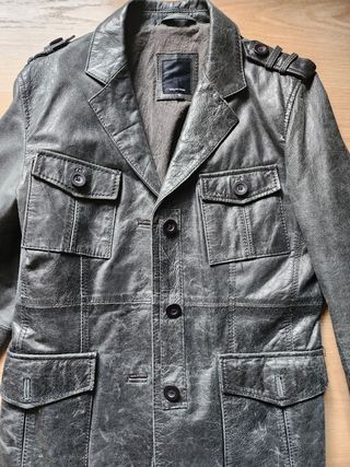 Cazadora piel gris