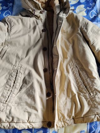 Chaqueton grueso biege con gorro