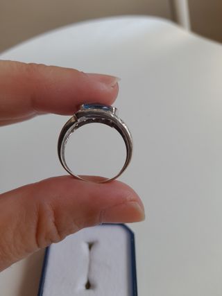 Anillo Oro Blanco Circonitas Aguamarina