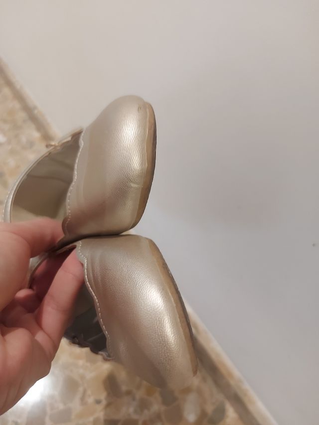 Zapatos fiesta color plata vieja niña t34