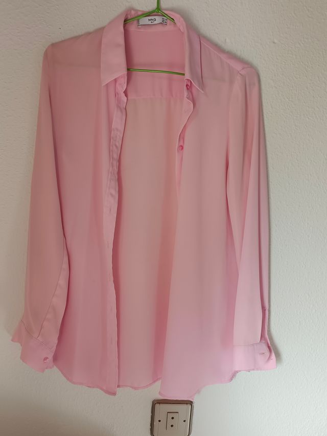 Camisa rosa fluida Mango