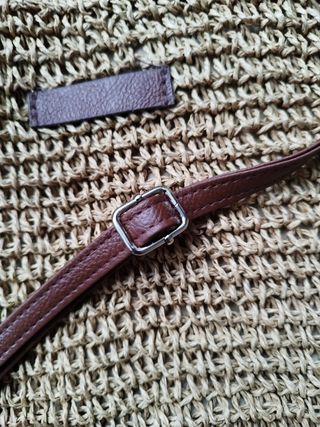 Bolso de rafia marron claro forrado
