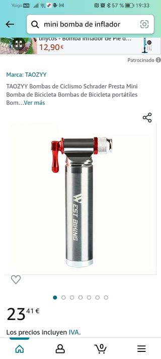 Mini bomba infladora bicicletas