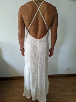 Vestido de fiesta largo blanco, boda, civil