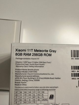 Telefono movil xiaomi 11T 256GB gris