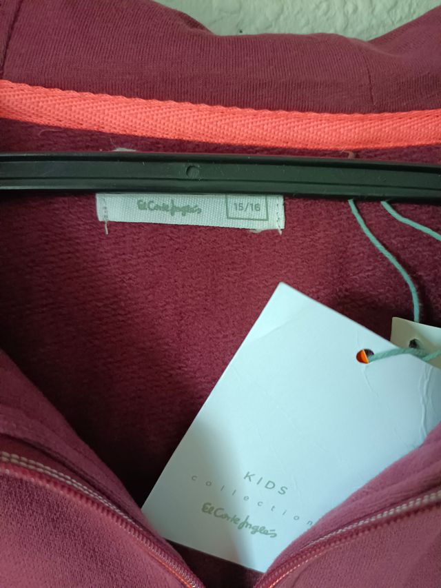 Sudadera con cremallera granate