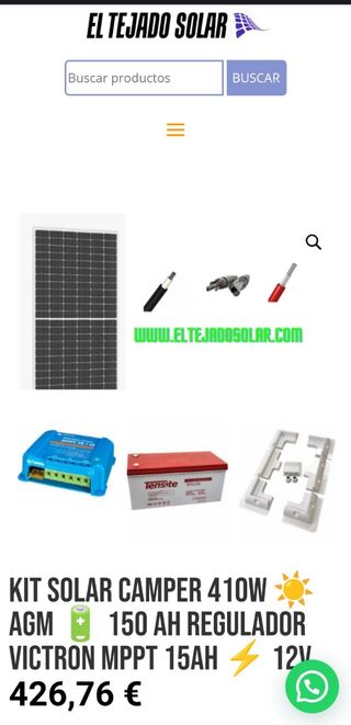 KIT SOLAR CAMPER 410W ☀️ AGM 🔋 150 Ah REGULADOR V