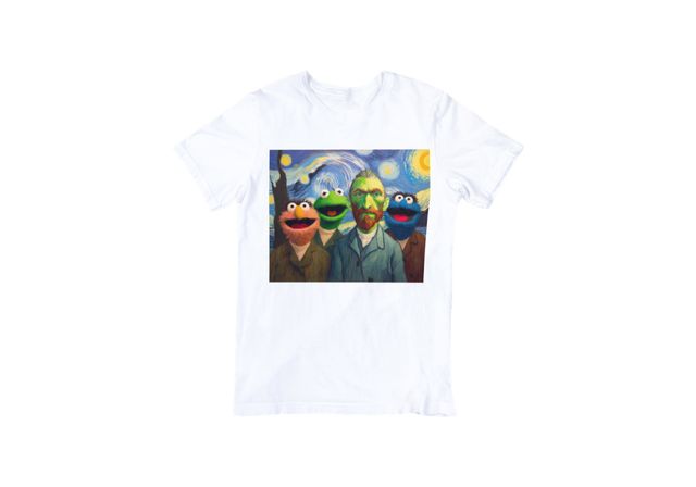 Camiseta Friki de Barrio Sesamo con Van Gogh