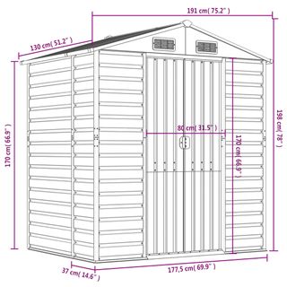 Caseta Metalica Acero Galvanizado 191x130x198 cm