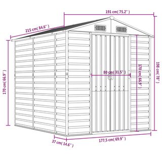 Caseta Metalica Acero Galvanizado 191x215x198 cm