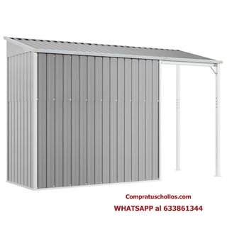 Caseta Metalica con Garaje de Bicicleta o Leñero