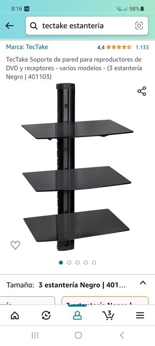 Estantería colgante audio/video cristal NUEVA