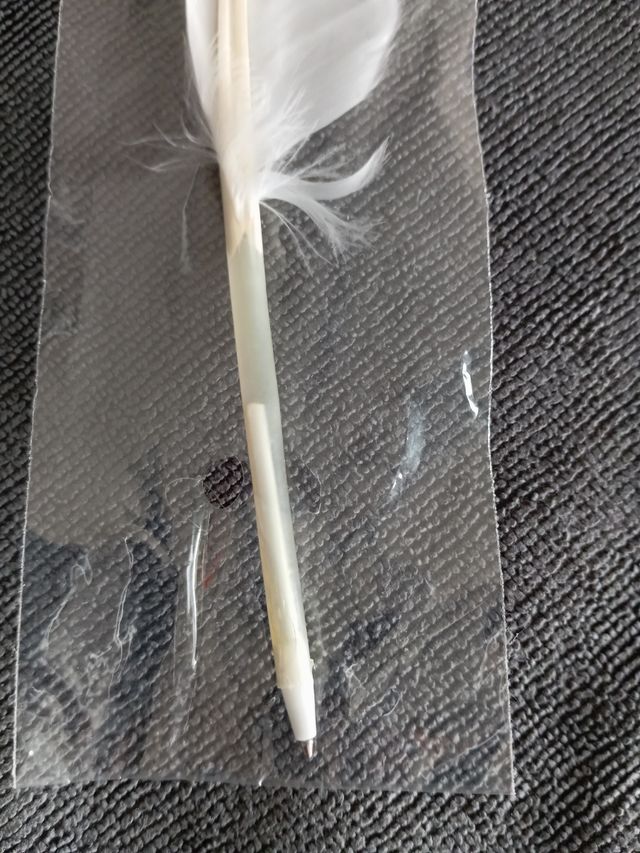 Bolígrafo pluma blanca