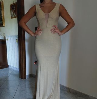 Abito donna glitterato oro