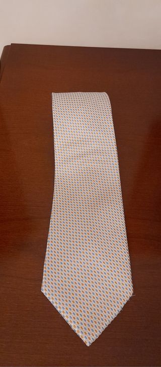 Cravatta uomo bianca gialla azzurra