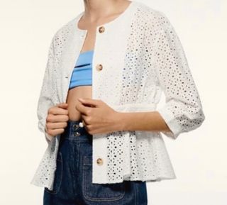 Chaqueta bordados perforados Zara