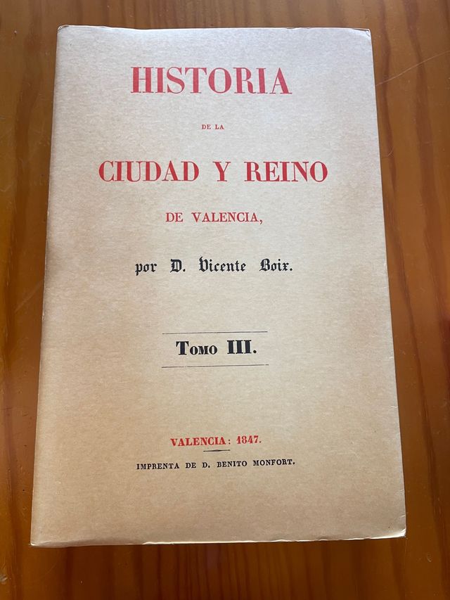 Vicente Boix facsímil 3 tomos Valencia