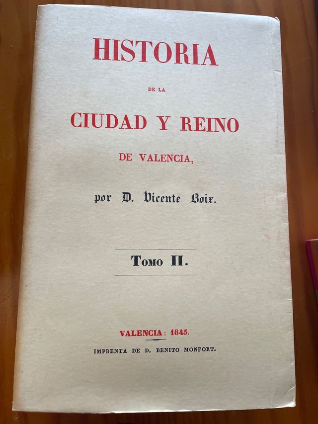 Vicente Boix facsímil 3 tomos Valencia