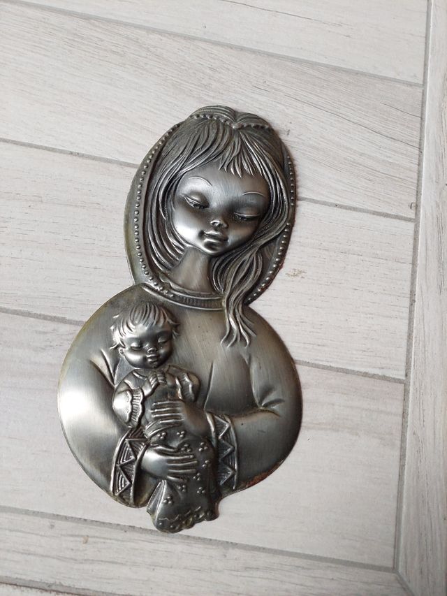 Immagine sacra bassorilievo in peltro 