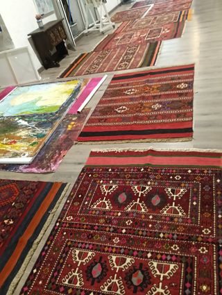 Alfombra bordado kilim auténtica persa