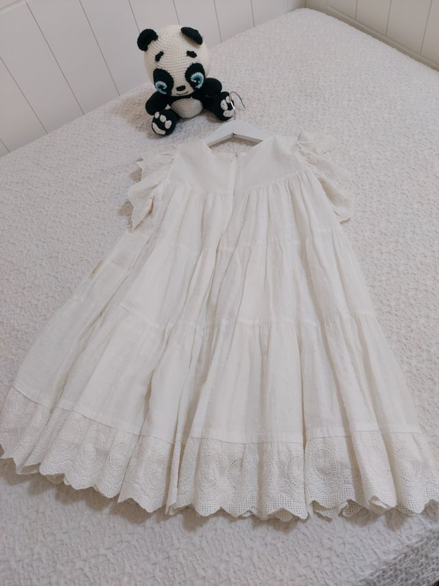 Vestido blanco plumeti Andrea Milano talla 8 años