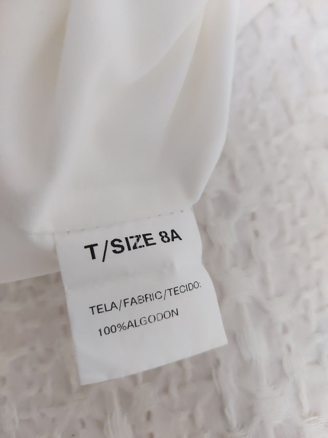 Vestido blanco plumeti Andrea Milano talla 8 años