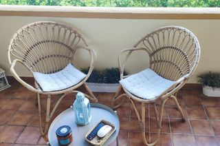 Silla jardín ratán natural.