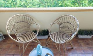 Silla jardín ratán natural.