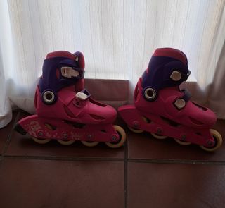 Patines de niñas con du casco en rosa