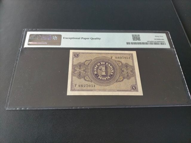1 pesetas 1938 Febrero PMG65EPQ