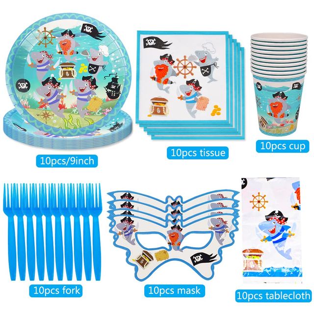 Kit de Vajilla de Cumpleaños Pirata Nesloonp, Jueg