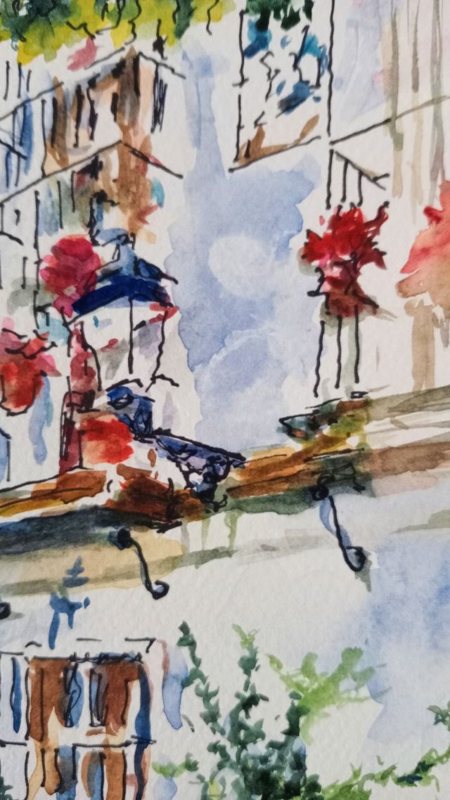 Cuadro. Pintura.  Acuarela de Sevilla 