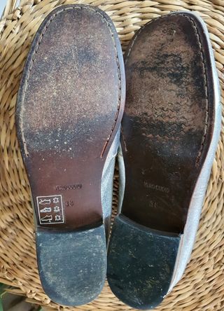 Loafers prateados pele italiana.