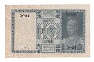 10 Lire, Regno d'Italia, V.Emanuele III - FDS