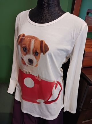 Camiseta talla única perrito terrier vintage