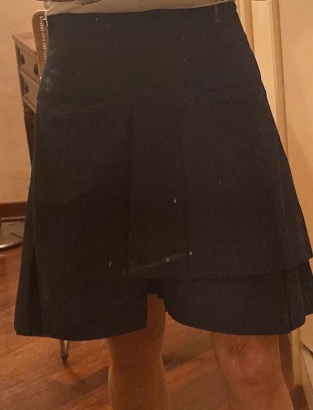 Gonna in raso di seta blu Gunex Cucinelli