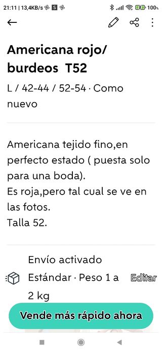 Americana roja burdeos