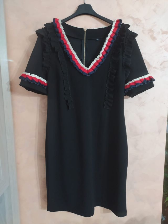 Vestito donna nero con rouges colorate