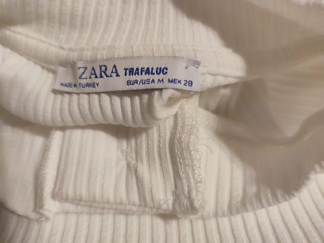 T-shirt a costine color bianco/panna