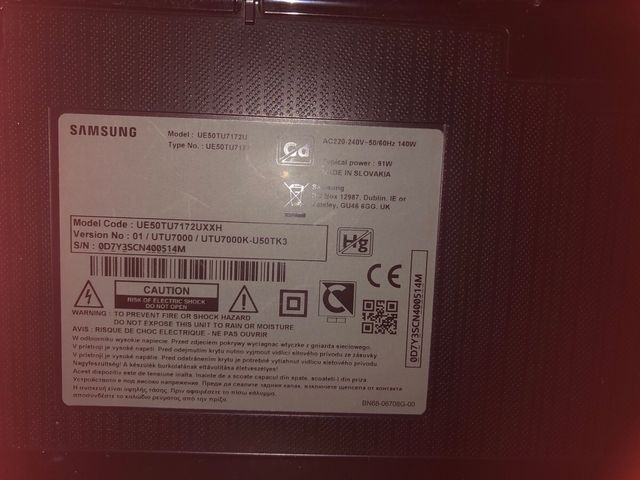 CRISTAL ROTO!!!  Tv Samsung 50" NO ENCIENDE