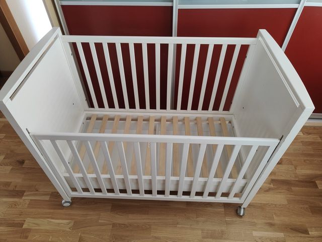 cuna de bebe madera maciza blanca