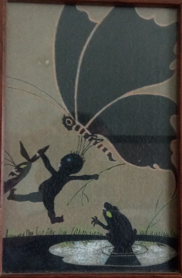 quadretto cornice in legno con farfalla