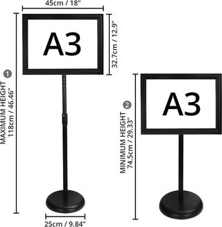 Expositores de Pie A3 Negro – Soporte para Poster