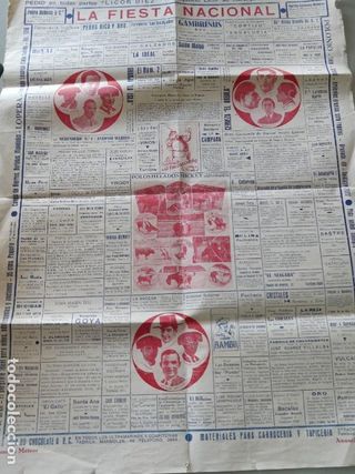 MUY ANTIGUO CARTEL PUBLICITARIO TOROS TAUROMAQUIA 