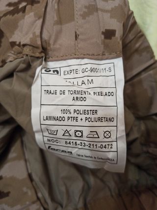 Lote N116 Traje tormenta arido