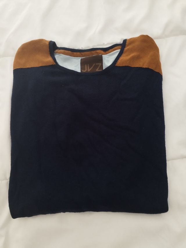 Jersey azul marino,hombros de antelina,talla L
