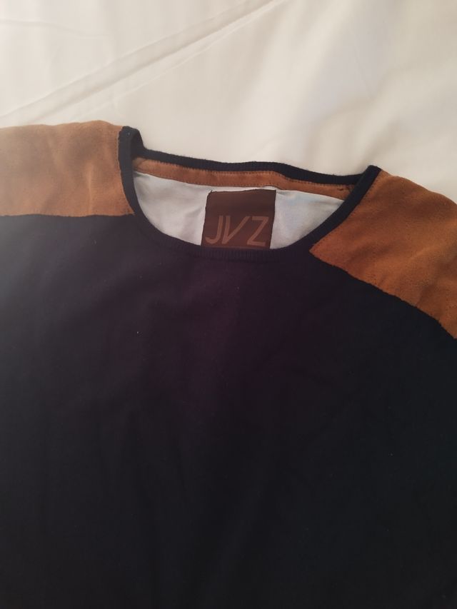 Jersey azul marino,hombros de antelina,talla L