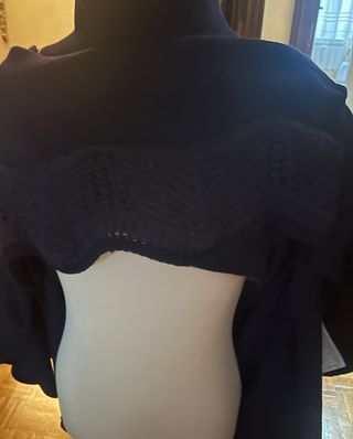 jersey asimetrico d lana en azul marino y gris