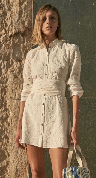 Vestido bordados perforados Zara Talla L y M