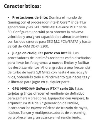 Ordenador portátil Gaming Acer Nitro 5 Intel I7